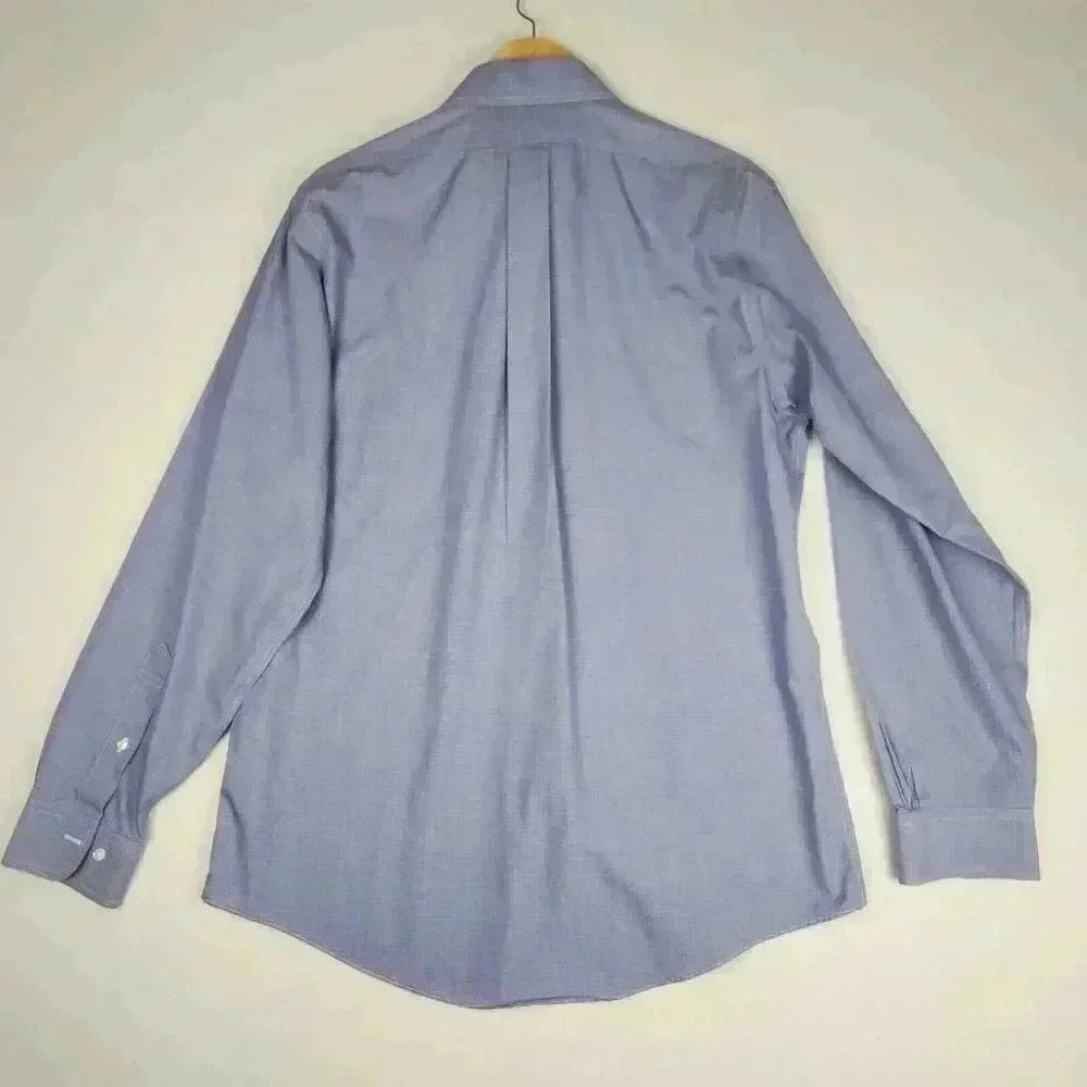 Brooks Brothers Mens Regent Dress Shirt Sz 16 4-5 Non Iron Blue‎ Micro Geometric - Picture 4 of 16